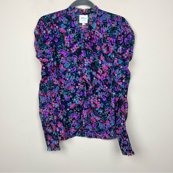 MISA Los Angeles Gemstone Garance Chiffon Blouse Gemstone Floral - Picture 3 of 9